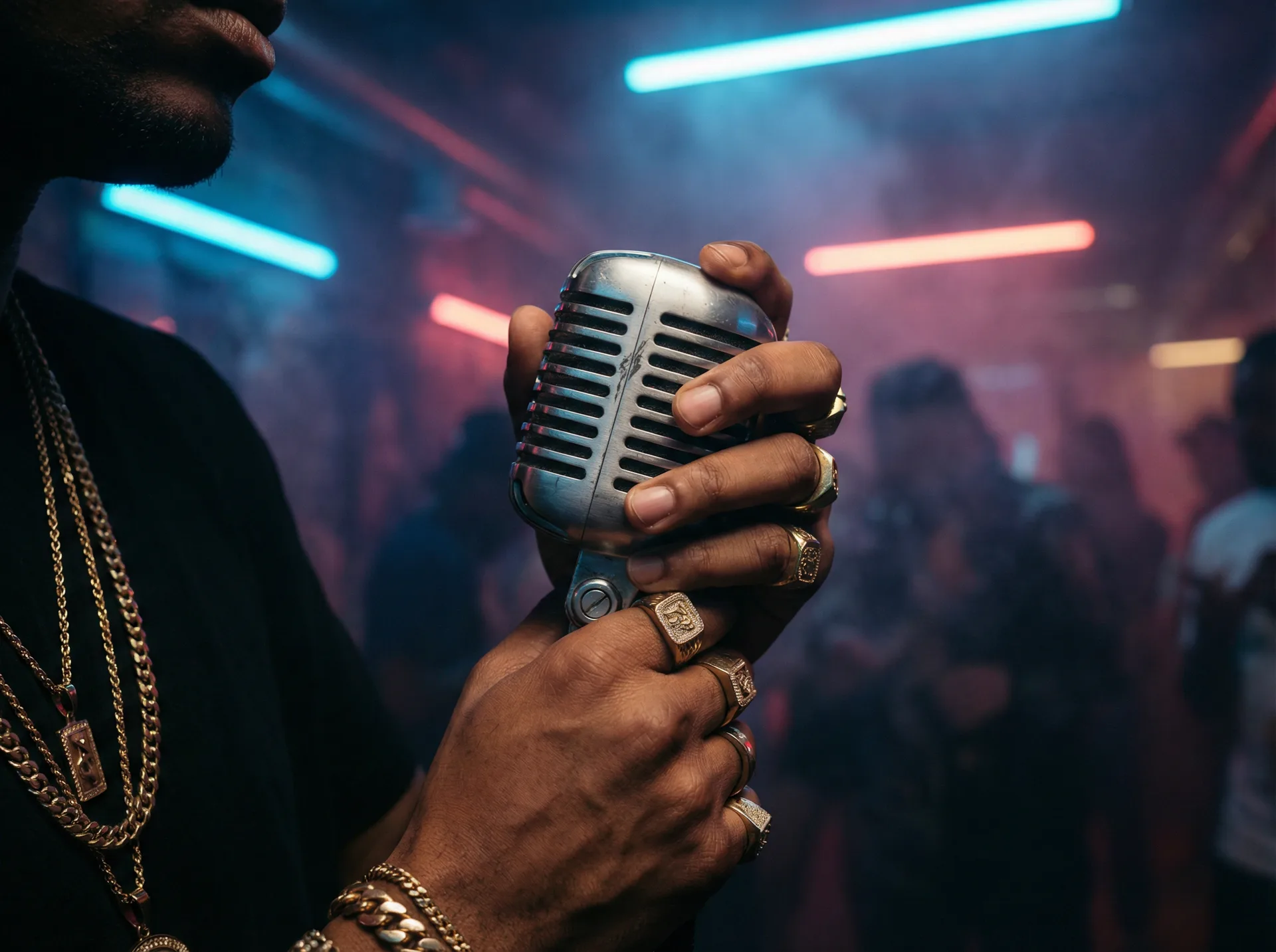 搞鸡 - 说唱歌手手持麦克风特写